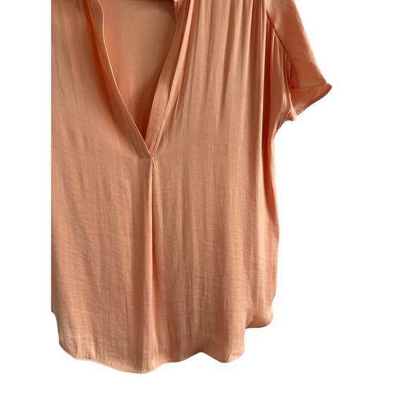 RESET Women's Small Orange Short Sleeve V-Neck Lightweight Slip On Blouse - Picture 6 of 15